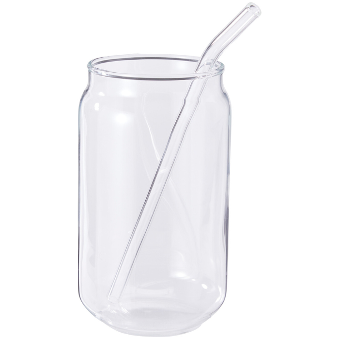Glazen met glazen rietjes 500 ml 2x