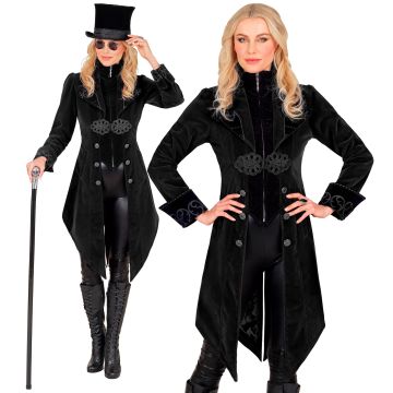 Zwarte gotische fluwelen cape voor dames