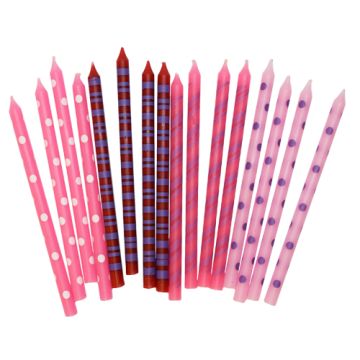 Verjaardagskaarsjes in roze tinten 16x - 15 cm