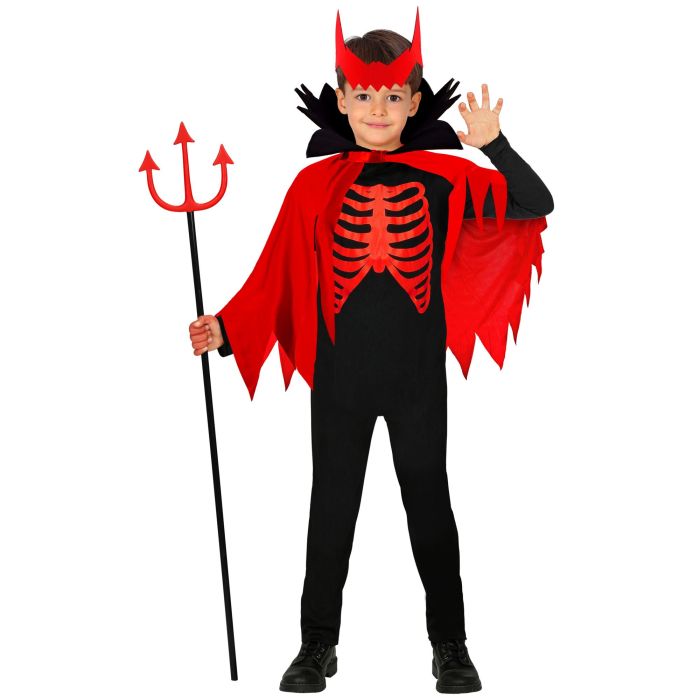 Demonenkostuum in het rood met cape en hoorns