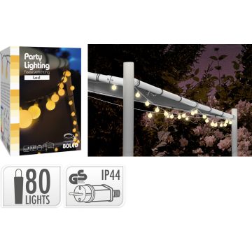 Lichtslinger met 80 LED's in warm wit en witte bollen