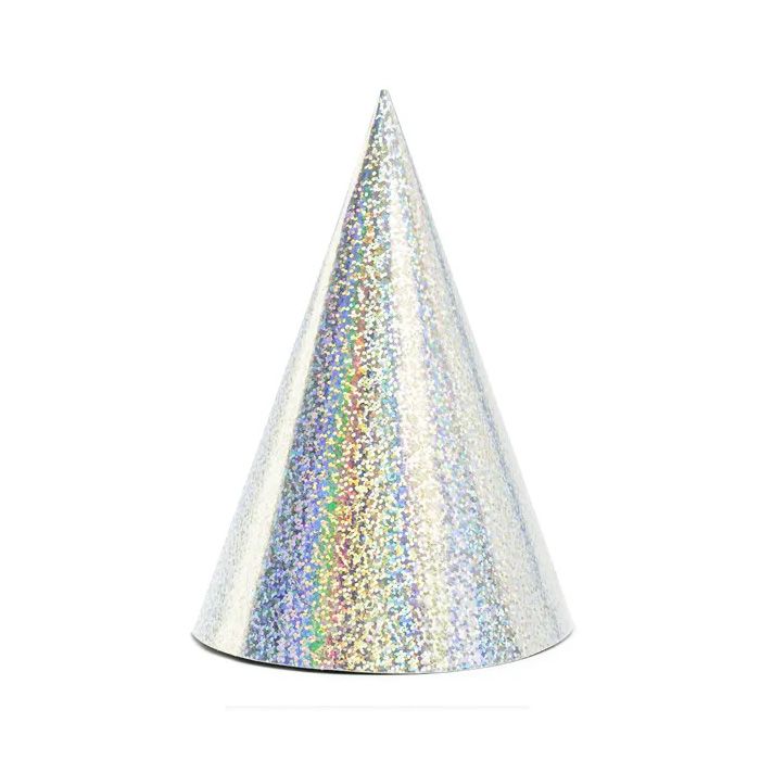 Holografische zilveren feesthoeden 6x