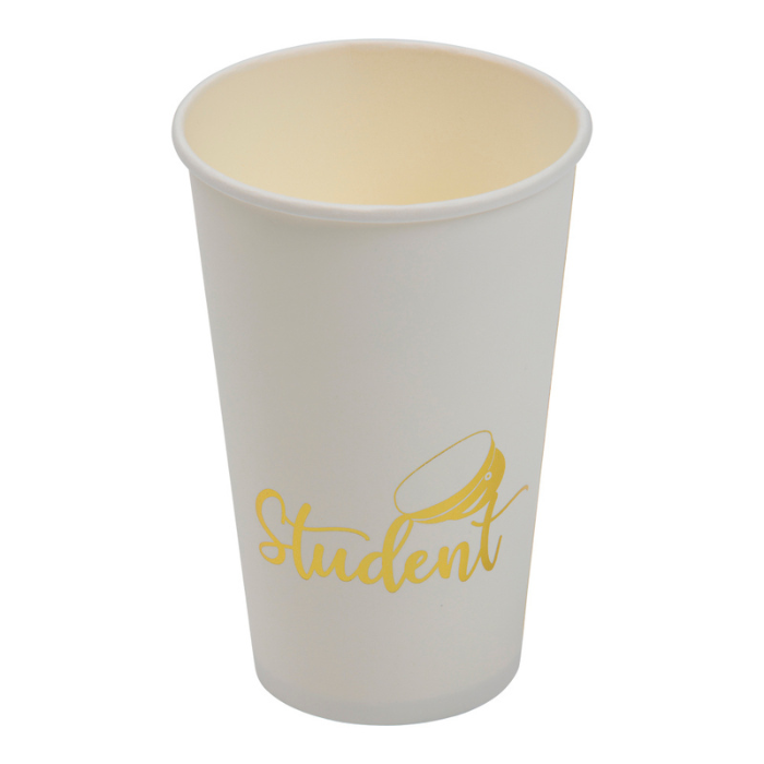 Papieren bekers studenten goud 8x - 500 ml