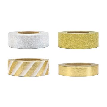 Goud en zilver tape mix 4x - 10 m