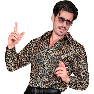 Goud pailletshirt met leopardprint voor heren