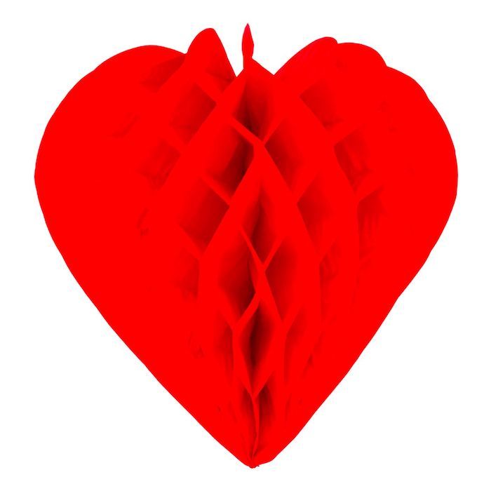 Hjerte Honeycomb Rood - 30 cm
