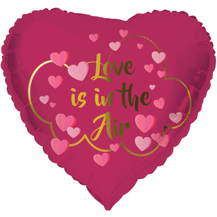 "Love Is In The Air" Hartvormige Folie ballon - 45 cm