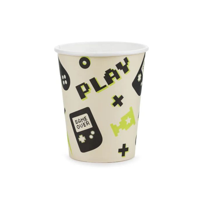 Papieren bekers met gamer motieven 6x - 220 ml