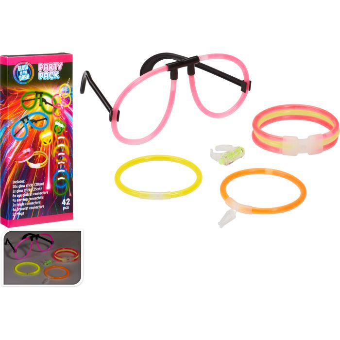 Lichtgevende feestset met glowsticks, 42 delen