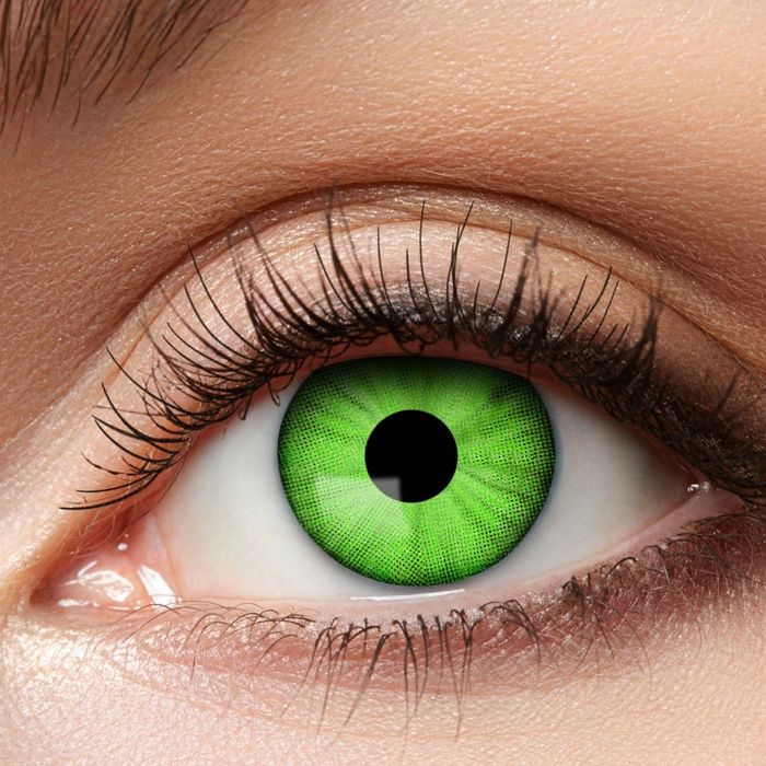 Groene elektrische contactlenzen