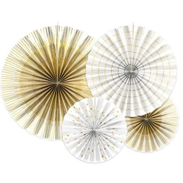 Grote Witte & Gouden Rozetten 4x