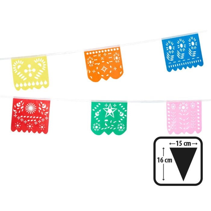 Multicolore Mexicaanse Fiesta Plastic Slingers - 6 m