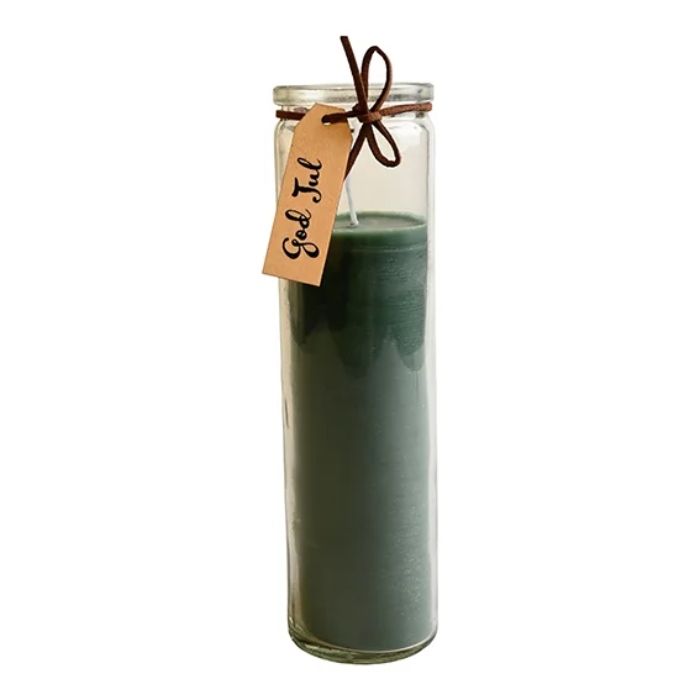 Lamp in glas met fijne feestdagen motief groen Het Oude Apotheek