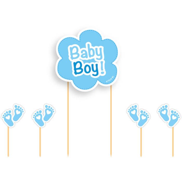 Baby jongen taardecoratie 5x