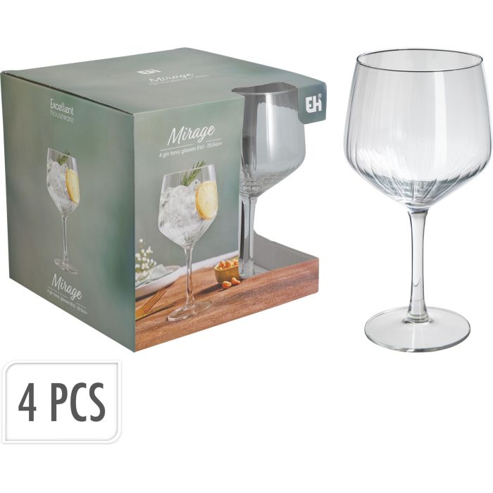 Geribbelde gin en tonic-glazen, 4 stk., 61 cl