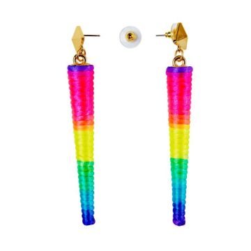 80's Kegel Oorbellen in Neon Regenboog Kleuren