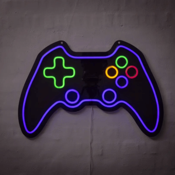 Gamer paarse controller neon LED bord - 40x60 cm