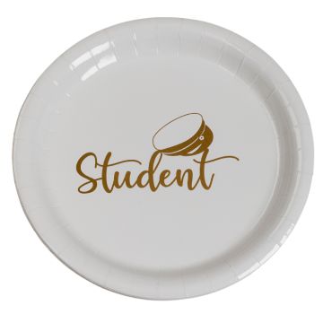 Papieren borden met studentenmotief goud 8x - 23 cm