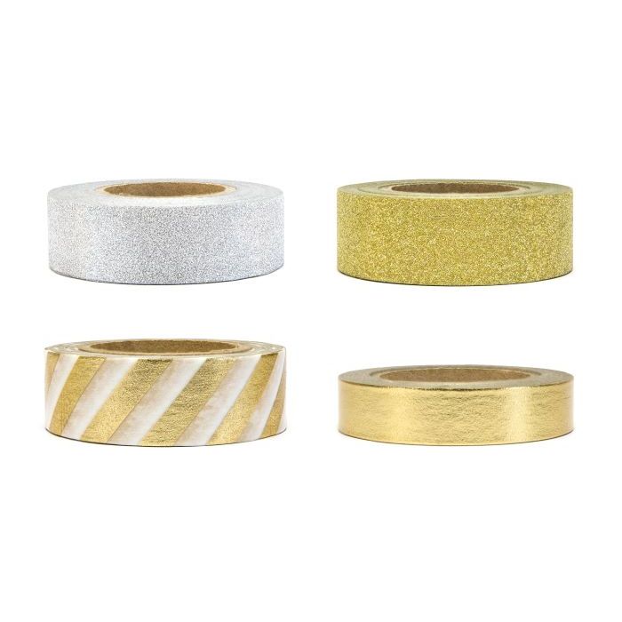 Goud en zilver tape mix 4x - 10 m
