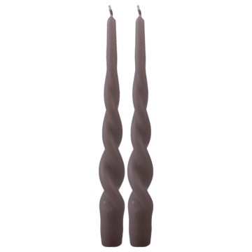 Gedraaide stompkaarsen donkere zand 2x - 24 cm