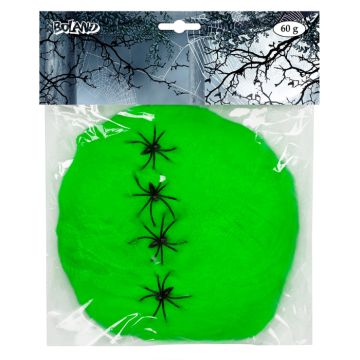 Lichtgroene spinrag met spinnen - 60g