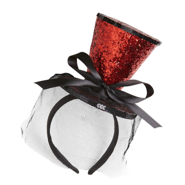 Mini Glitter Hoge Hoed Rood