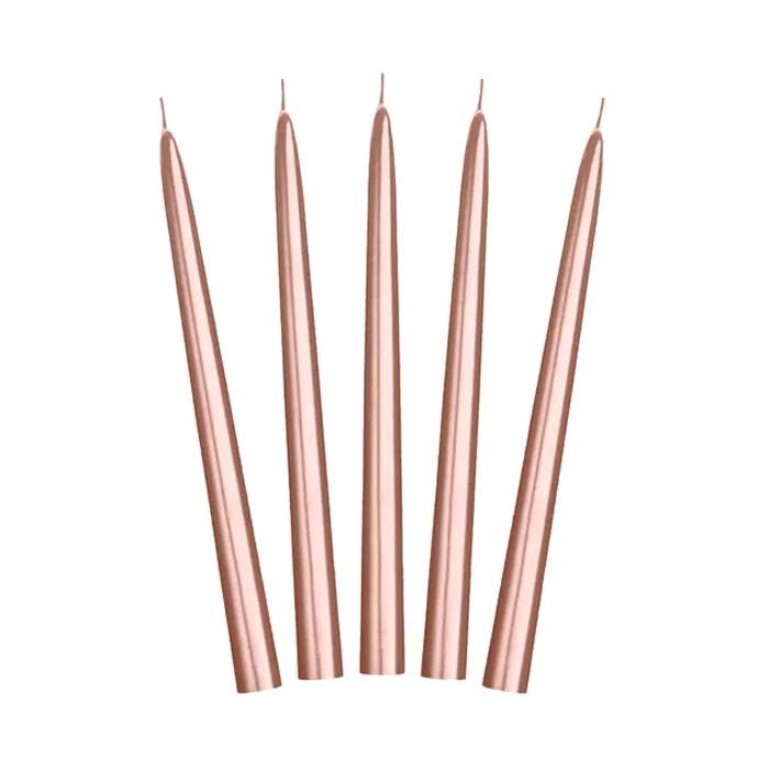 Kaarsen Metallic Roségouden Kaarsen 10x - 24 cm