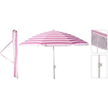 Strandparasol met kantelfunctie, lichtroze en wit, Ø 200/180 cm