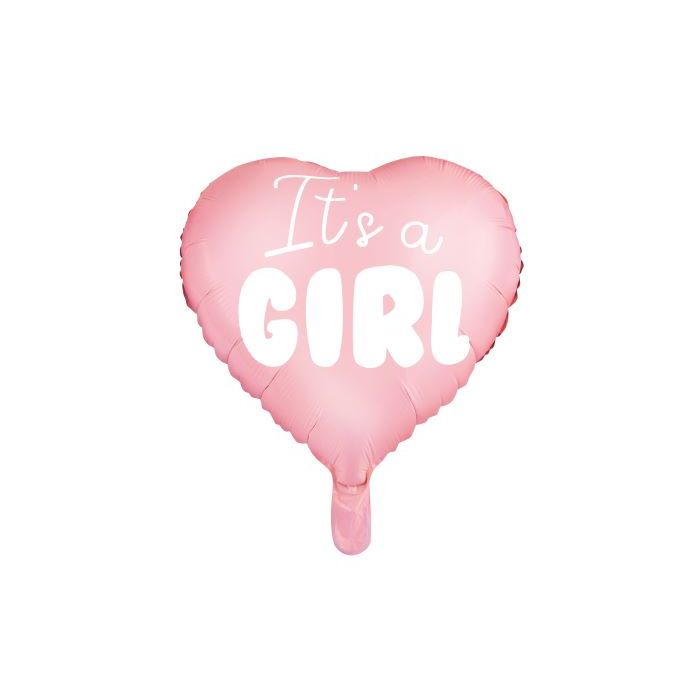 Roze babyshower hart folieballon met witte tekst - 45 cm