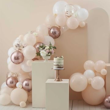Ballonboog in Rose Gold met Confetti 76 delen