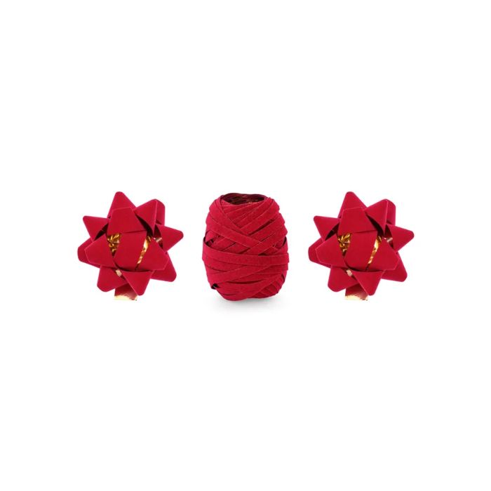 Inpakset velourslint voor cadeau rood 3x mix
