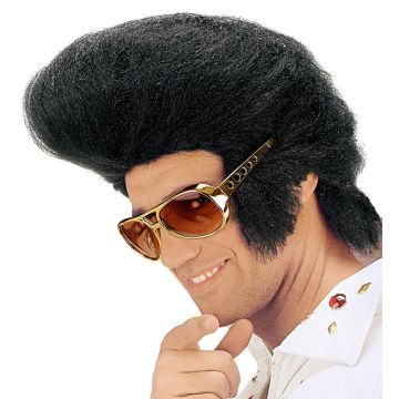 Zwarte rock'n'roll Elvis peruk