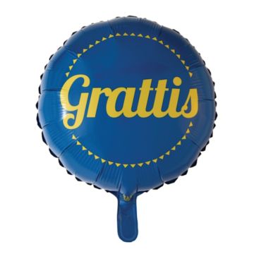 Blauw en Geel Grattis Folieballon - 45 cm