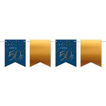 "Happy 50th" Vlaggenlijn Blauw - 6 m