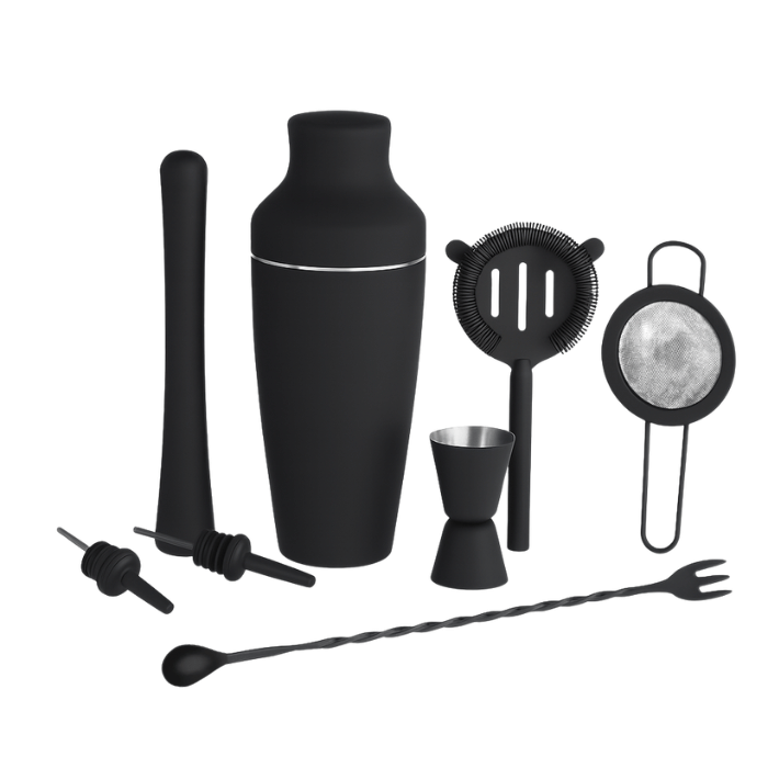 Shaker set mat zwart - 8 delen