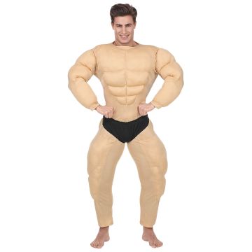 Leuk bodybuilder kostuum in beige