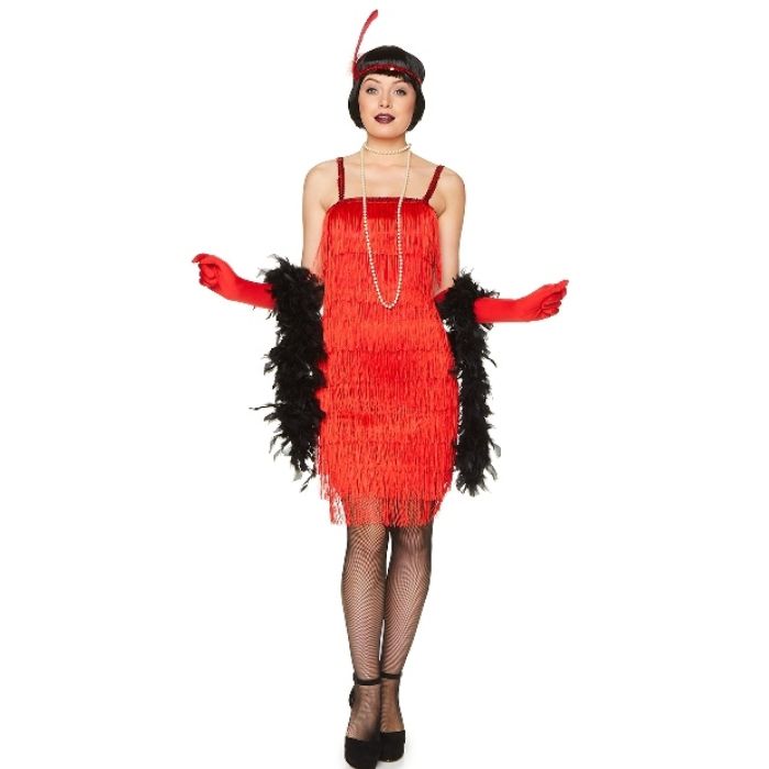 Retro jaren '20 rode flapper kostuum voor vrouwen