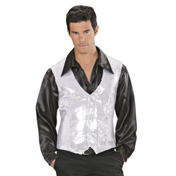 Pailletten vest in zilver