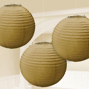 Gouden Papieren Lantaarns 3x - 24 cm