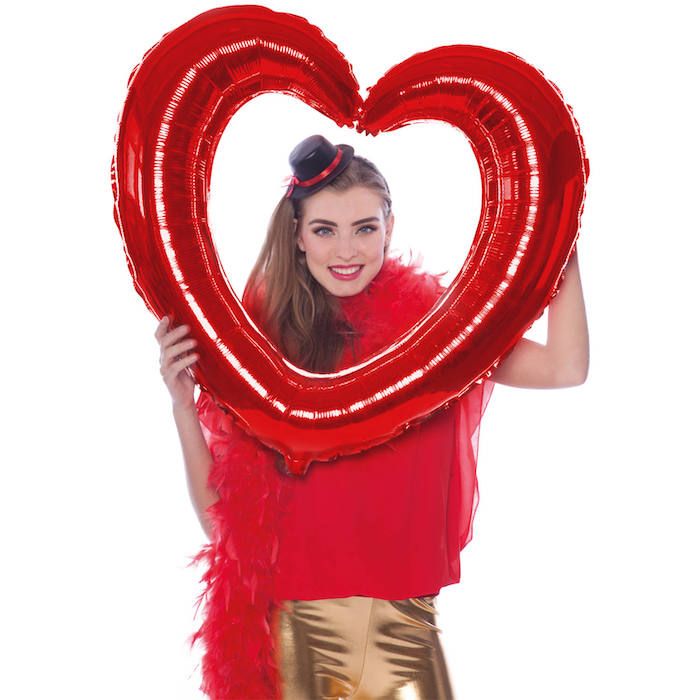 Folieballon Hartvormige Fotokader Rood - 80 x 70 cm
