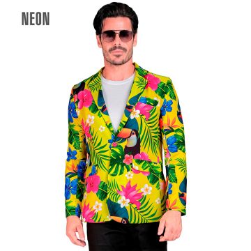 Gele junglejack met tropisch print
