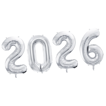 2026 folie ballon zilver - 86 cm
