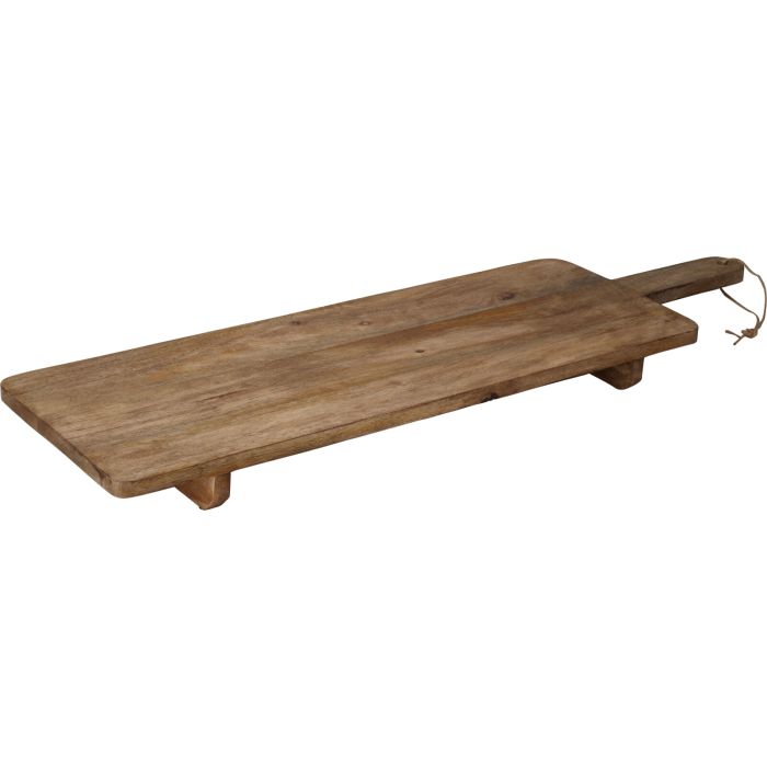 Serveerschaal van mangohout op 2 poten ca. 100 cm