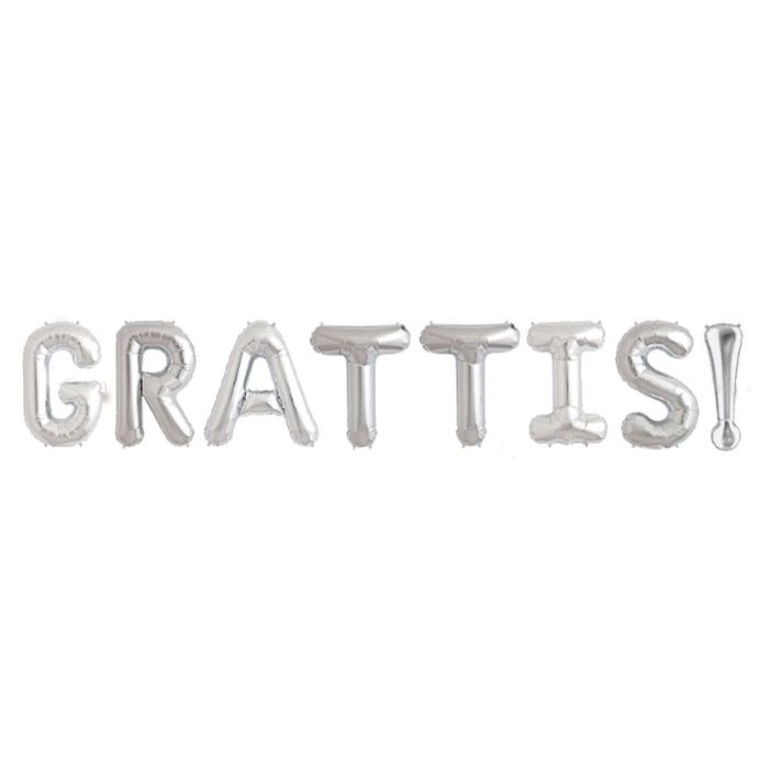 "GRATTIS!" Folieballonnen Zilver - 40 cm