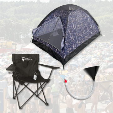 Festivalpakket 1 persoon premium - FRIGG tent, festivalstoel m.m.