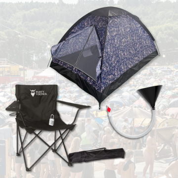 Festivalpakket 2 personen premium - FRIGG tent, festivalstoel m.m.  