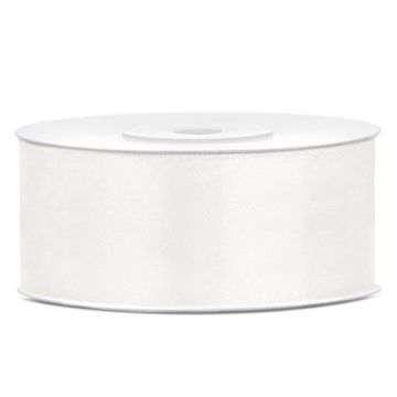 Licht crème wit satijnlint - 25 mm x 25 m