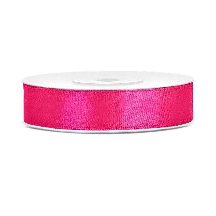 Donkerroze satijnlint - 12mm x 25m