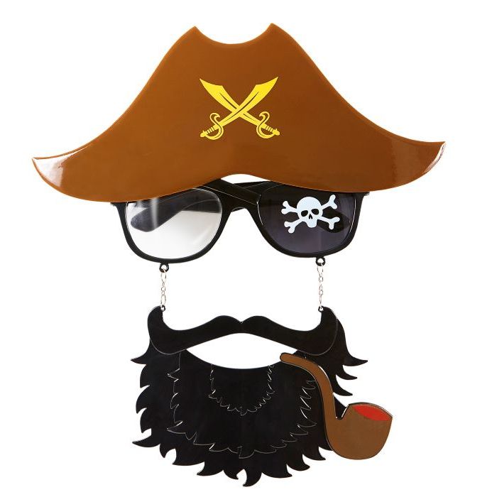 Piratenbril met baard en kapiteinshoed