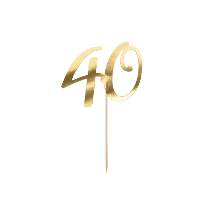 40 jaar taartdecoratie in goud - 20,5 cm